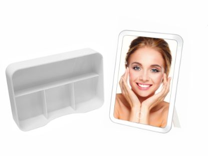 Picture of LED Mirror with Cosmetics Tray - White