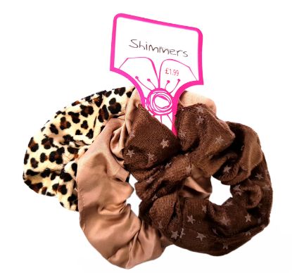 Picture of Shimmers - 3pk Leopard/Brown Scrunchies