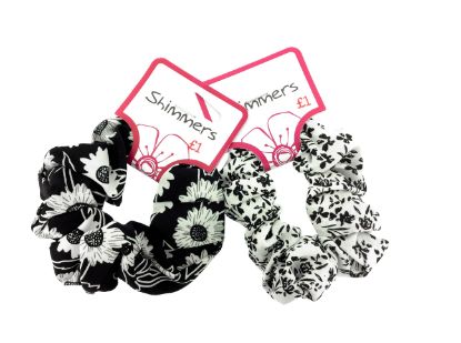 Picture of Shimmers - Floral Black & White Scrunchy
