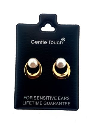 Picture of 048 Gentle Touch - Gold Pearl Loop Stud