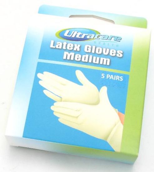 Picture of Ultracare 5 Pairs Latex Gloves - Medium