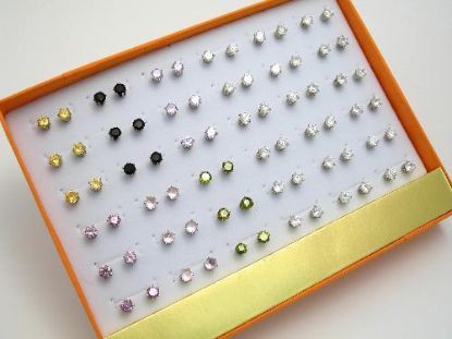Picture of Box of 36 Set Crystal Earrings
