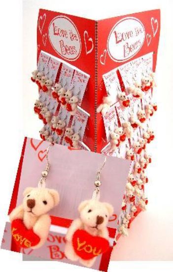 Picture of Valentines - Love You Teddy Earrings