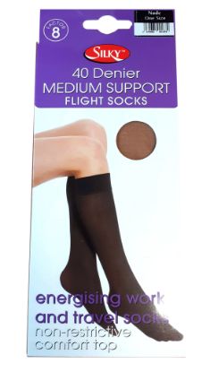 Picture of Flight Socks Med Support Knee High- Nude