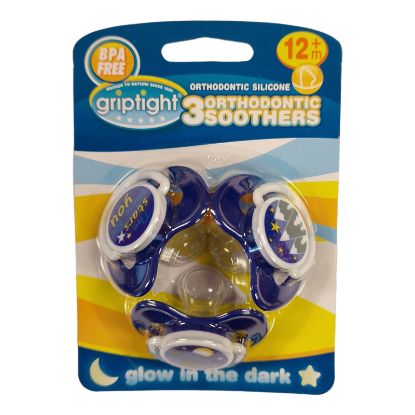 Picture of 3 Decorated Ortho Glow Soothers 12m+