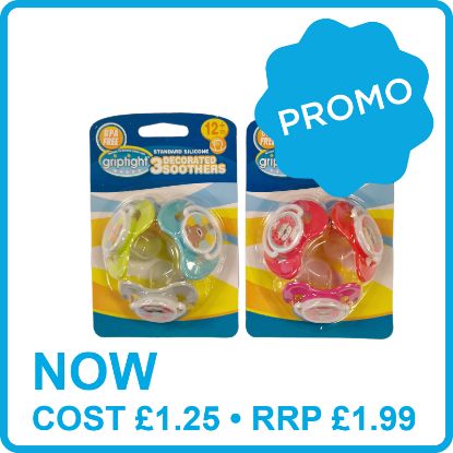 Picture of 3 Decorated Standard Soothers 12m+