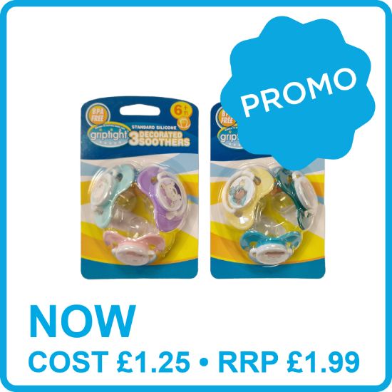 Picture of 3 Decorated Standard Soothers 6m+