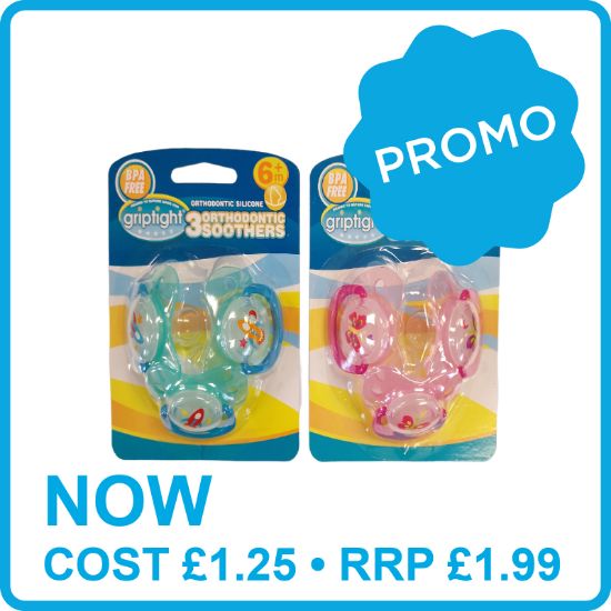 Picture of Griptight - 3 Orthodontic Soothers 6M+