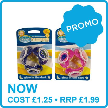 Picture of 3 Decorated Ortho Glow Soothers 6m+