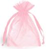 Picture of Organza Gift Bags, pink & white 10x8 cm