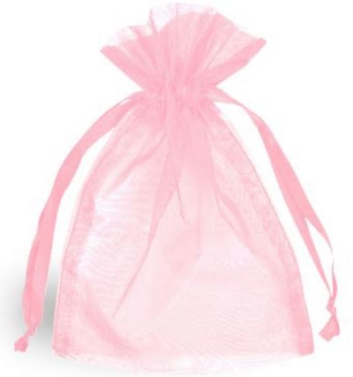 Picture of Organza Gift Bags, pink & white 10x8 cm