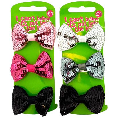 Picture of ICB - 3Pk Sequin Bow Clips