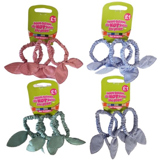 Picture of ICB - SCHOOL 3pk Gingham Bow Scrunchies