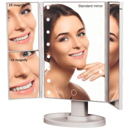 Picture of Folding Vanity Mirror with Lights White