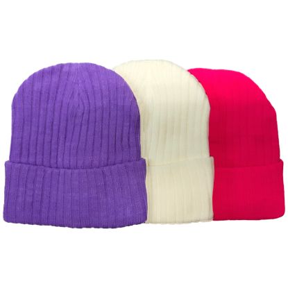 Picture of Ribbed Beanie Purple/Cream/Pink