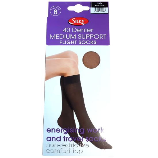 Picture of Flight Socks Med Support Knee High- Nude
