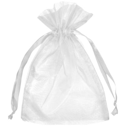 Picture of Organza Gift Bags, pink & white 10x8 cm