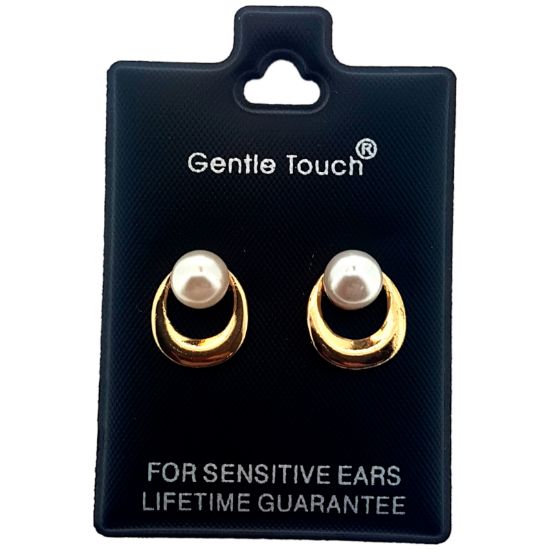 Picture of 048 Gentle Touch - Gold Pearl Loop Stud