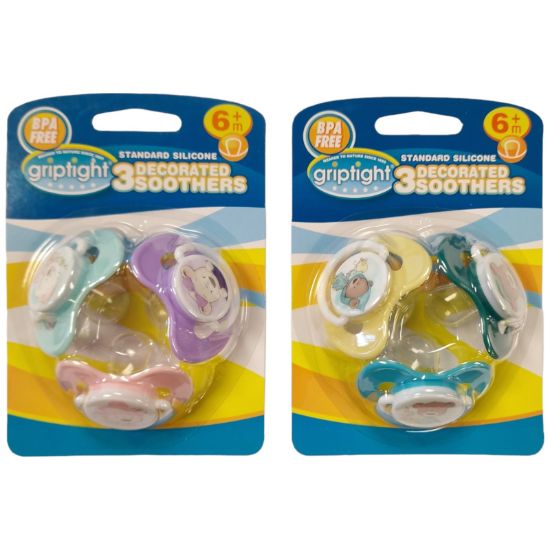 Picture of 3 Decorated Standard Soothers 6m+