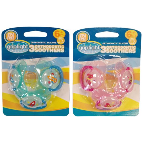 Picture of Griptight - 3 Orthodontic Soothers 6M+