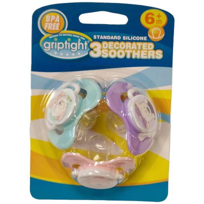 Picture of 3 Decorated Standard Soothers 6m+