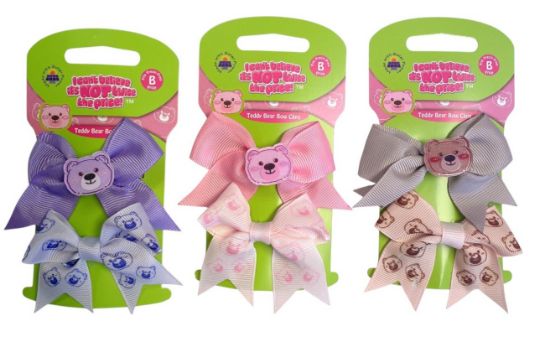 Picture of ICB  - 2pk Teddy Bow Hair Clips