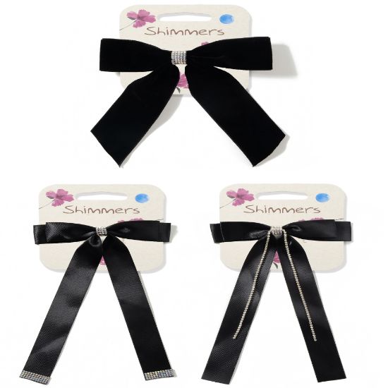 Picture of Shimmers - Black & Crystal Bow Barrette
