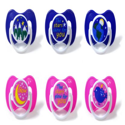 Picture of 3 Decorated Ortho Glow Soothers 6m+