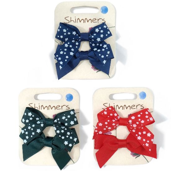 Picture of School Colours 2pk Bow Clips
