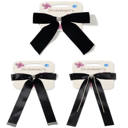 Picture of Shimmers - Black & Crystal Bow Barrette
