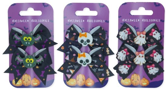 Picture of Halloween 2pk Bow Clips - on clip strip