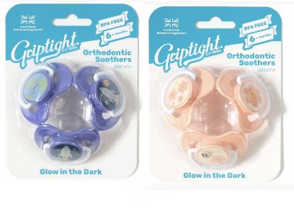 Picture of 3 Decorated Ortho Glow Soothers 6m+