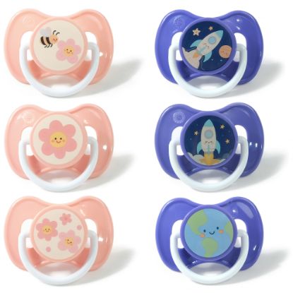 Picture of 3 Decorated Ortho Glow Soothers 6m+